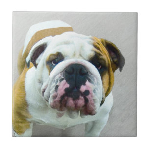 Bulldog-Malerei - Niedliche Original Hunde-Kunst Fliese