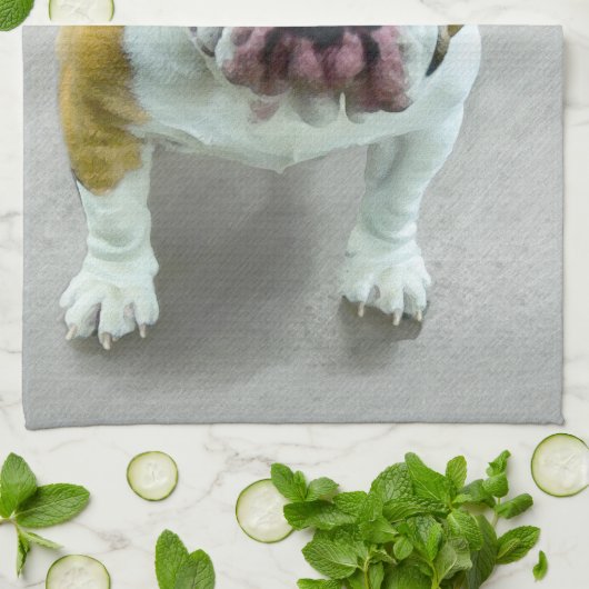 Bulldog-Malerei - Niedliche Original Hunde-Kunst Geschirrtuch (Gefaltet)