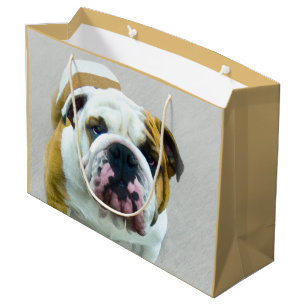 Bulldog-Malerei - Niedliche Original Hunde-Kunst Große Geschenktüte