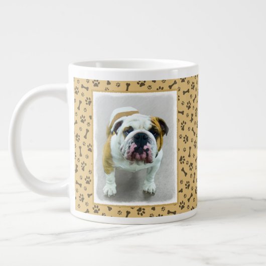 Bulldog-Malerei - Niedliche Original Hunde-Kunst Jumbo-Tasse (Links)