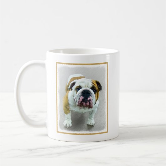 Bulldog-Malerei - Niedliche Original Hunde-Kunst Kaffeetasse (Links)