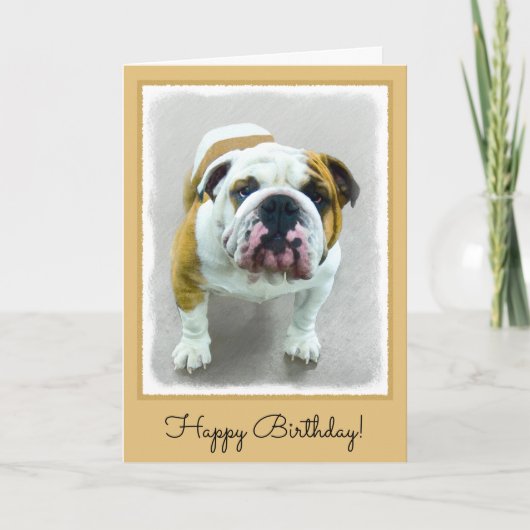 Bulldog-Malerei - Niedliche Original Hunde-Kunst Karte (Vorderseite)
