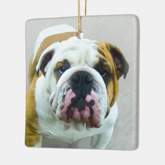 Bulldog-Malerei - Niedliche Original Hunde-Kunst Keramikornament (Links)