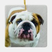 Bulldog-Malerei - Niedliche Original Hunde-Kunst Keramikornament (Vorderseite)