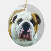 Bulldog-Malerei - Niedliche Original Hunde-Kunst Keramikornament (Links)