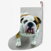 Bulldog-Malerei - Niedliche Original Hunde-Kunst Kleiner Weihnachtsstrumpf (Rückseite)