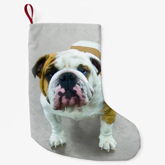 Bulldog-Malerei - Niedliche Original Hunde-Kunst Kleiner Weihnachtsstrumpf (Vorderseite)