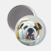 Bulldog-Malerei - Niedliche Original Hunde-Kunst Magnet (Vorderseite/Rückseite)