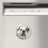 Bulldog-Malerei - Niedliche Original Hunde-Kunst Magnet (In Situ (Geschirrspüler))