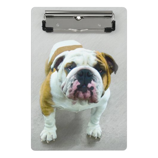 Bulldog-Malerei - Niedliche Original Hunde-Kunst Mini Klemmbrett (Vorderseite)