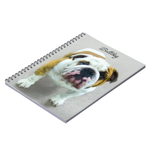 Bulldog-Malerei - Niedliche Original Hunde-Kunst Notizblock (Linke Seite)