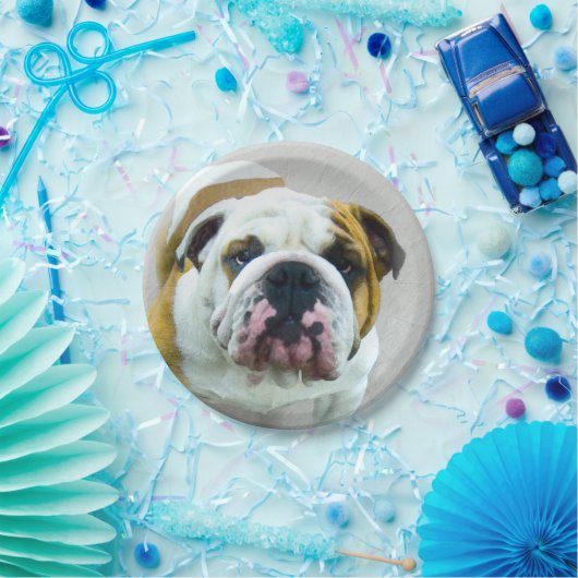 Bulldog-Malerei - Niedliche Original Hunde-Kunst Pappteller (Party)