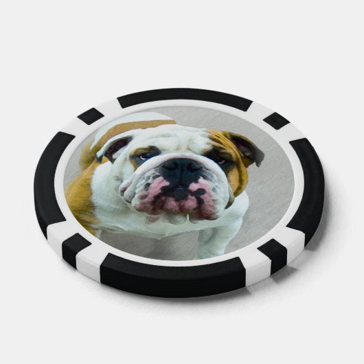 Bulldog-Malerei - Niedliche Original Hunde-Kunst Pokerchips (Einzeln)