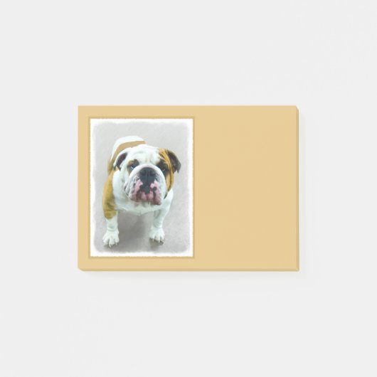 Bulldog-Malerei - Niedliche Original Hunde-Kunst Post-it Klebezettel (Vorderseite)