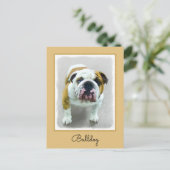 Bulldog-Malerei - Niedliche Original Hunde-Kunst Postkarte (Stehend Vorderseite)