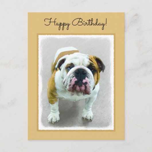 Bulldog-Malerei - Niedliche Original Hunde-Kunst Postkarte (Vorderseite)
