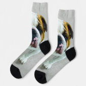 Bulldog-Malerei - Niedliche Original Hunde-Kunst Socken (Linkes Detail)