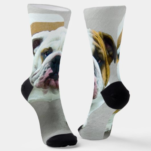 Bulldog-Malerei - Niedliche Original Hunde-Kunst Socken (Gewinkelt)