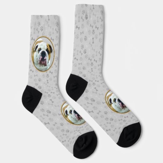 Bulldog-Malerei - Niedliche Original Hunde-Kunst Socken (Rechts)