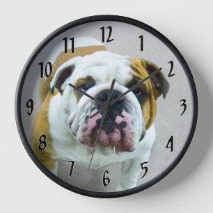 Bulldog-Malerei - Niedliche Original Hunde-Kunst Uhr
