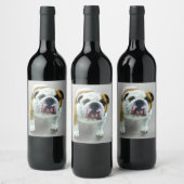 Bulldog-Malerei - Niedliche Original Hunde-Kunst Weinetikett (Flaschen)