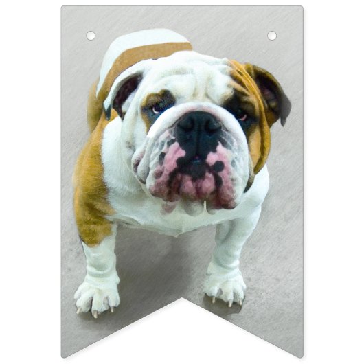 Bulldog-Malerei - Niedliche Original Hunde-Kunst Wimpelkette (Zweite Fahne)