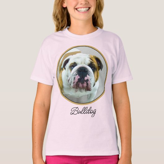 Bulldog-Malerei - Niedlicher Original Hunde Art T T-Shirt (Vorderseite)