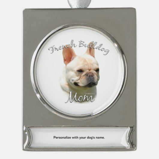 Bulldog-Mama 2 Banner-Ornament Silber (Vorderseite)