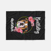 Bulldog Mama Floral Fleecedecke (Vorderseite (Horizontal))