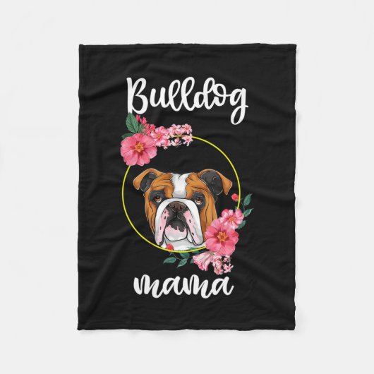 Bulldog Mama Floral Fleecedecke (Vorderseite)