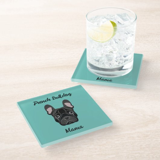 Bulldog Mama Glasuntersetzer (Schrägansicht)