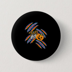 Bulldog Mama Halloween Pumpkin Button