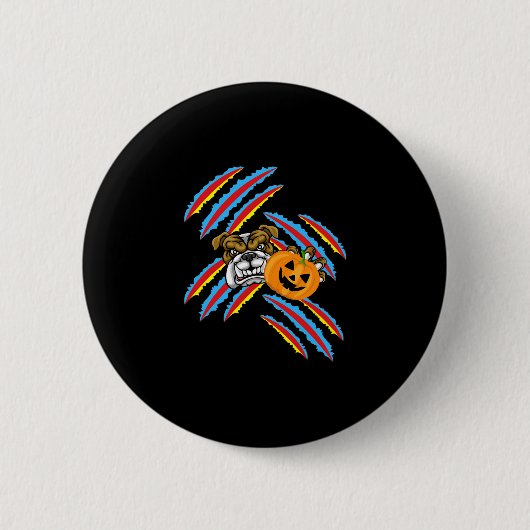Bulldog Mama Halloween Pumpkin Button (Vorderseite)