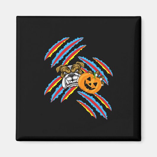 Bulldog Mama Halloween Pumpkin Magnet (Vorne)
