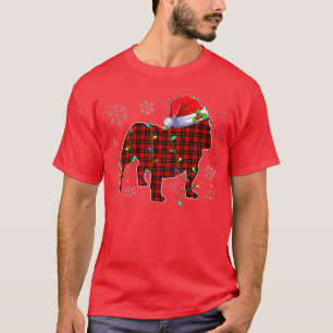 Bulldog Mama Hat Santa Red Kariert Hund Mama Lover T-Shirt