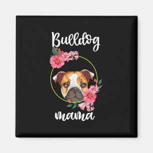 Bulldog Mama Hund Mama Floral Magnet