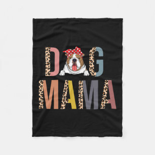 Bulldog Mama Leopard Print Hund Mama Fleecedecke