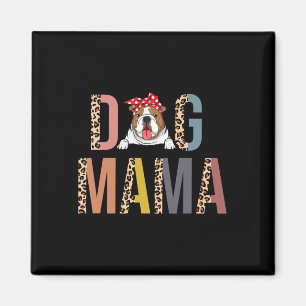 Bulldog Mama Leopard Print Hund Mama Magnet