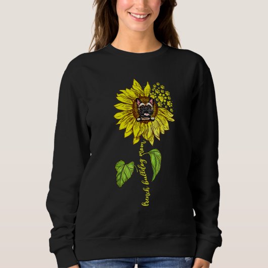 Bulldog-Mama-Lieben Sonnenblumen-Mütter Tag Sweatshirt (Vorderseite)