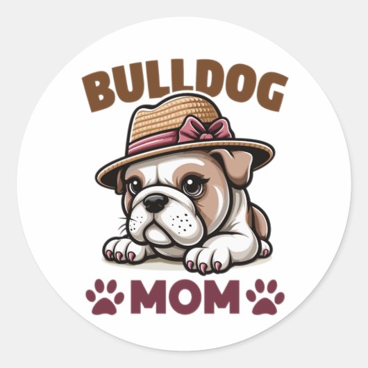 Bulldog Mama Runder Aufkleber (Vorderseite)