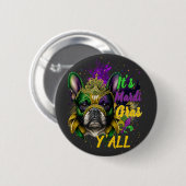 Bulldog Mardi Gras Y'all Carnival Masquerad Button (Vorne & Hinten)