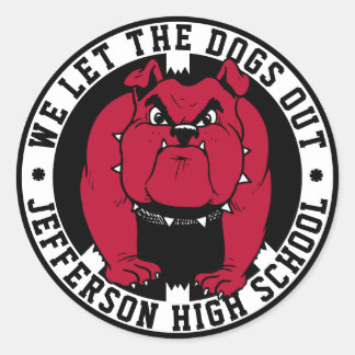 Bulldog Mascot Wir Ließ die Hunde aus der Schule S Runder Aufkleber