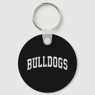 Bulldog-Maskottchen Vintage Athletik Sport Name De Schlüsselanhänger