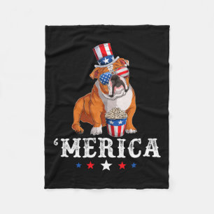 Bulldog Men Women Usa American Flag English Bulldo Fleecedecke