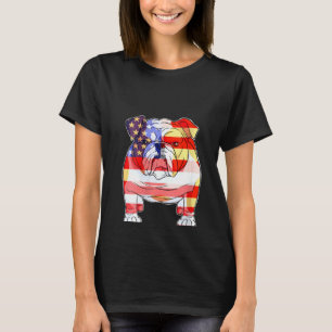 Bulldog Merica 4. Juli Amerikanerin T-Shirt