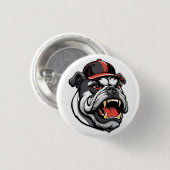 BULLDOG MIT BASEBALLKAPPE BUTTON (Vorne & Hinten)