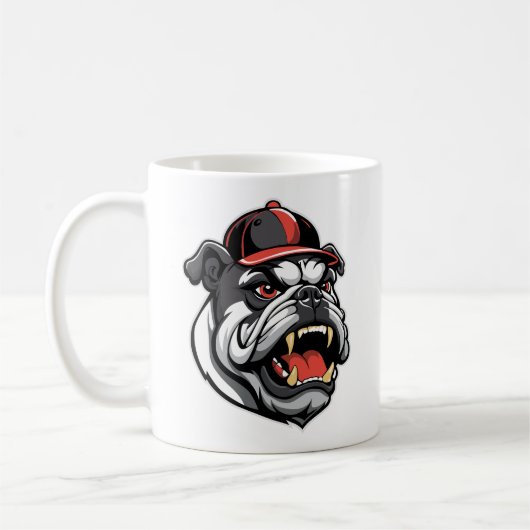 BULLDOG MIT BASEBALLKAPPE KAFFEETASSE (Links)