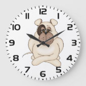 Bulldog mit Big Eyes Große Wanduhr (Vorderseite)