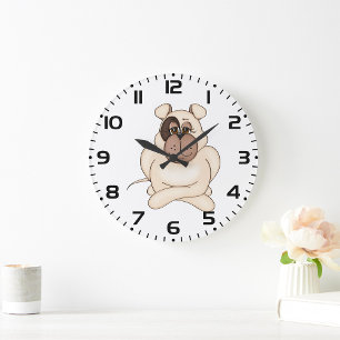 Bulldog mit Big Eyes Große Wanduhr