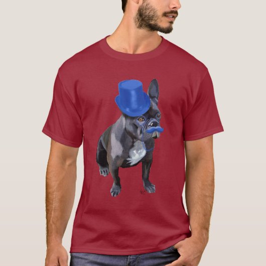 Bulldog mit Blue Top Hat und Mustache (Vorderseite)